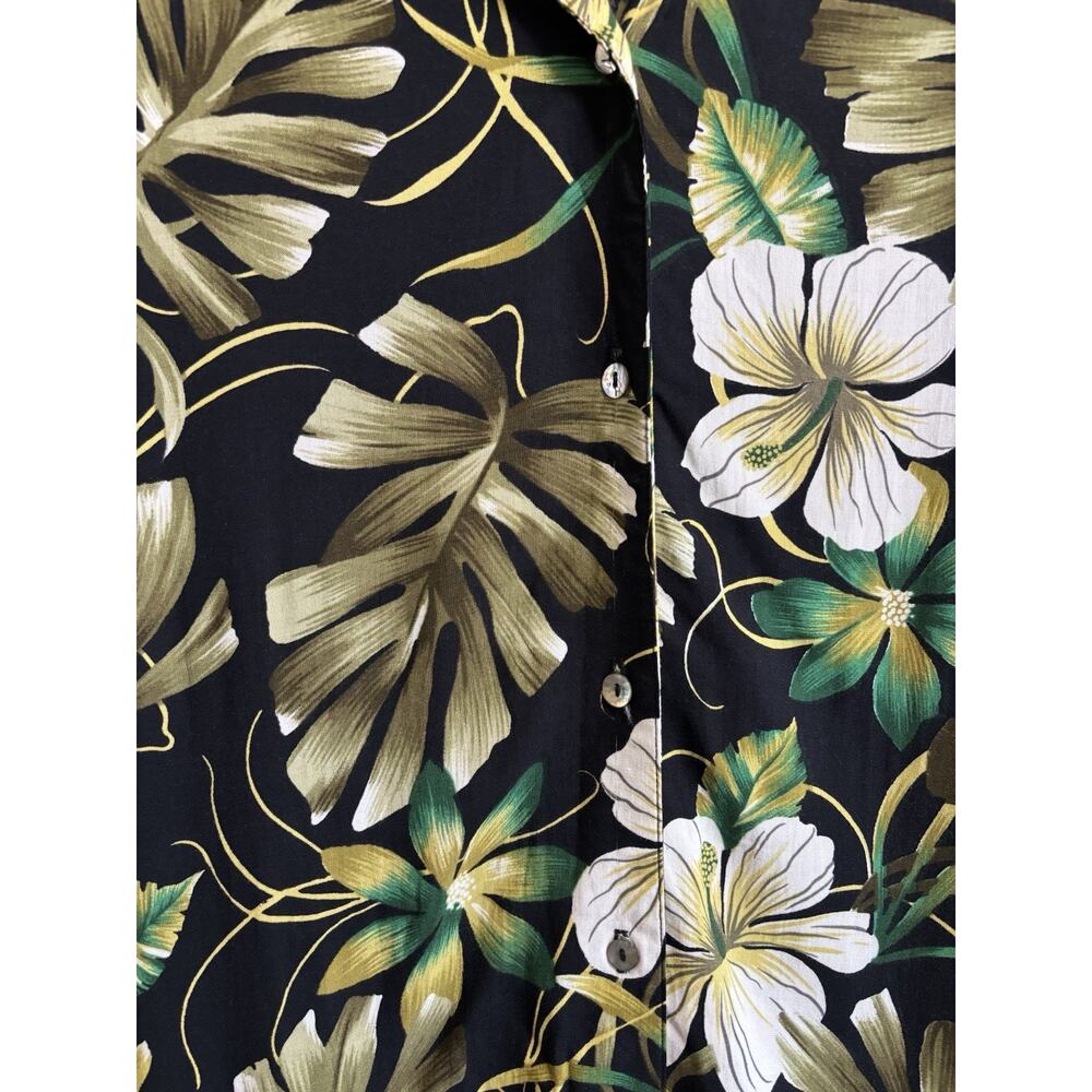 Vintage Floral Maxi Dress Button Front Tropical Hawaiian 90’s Notations Size L - Picture 5 of 10